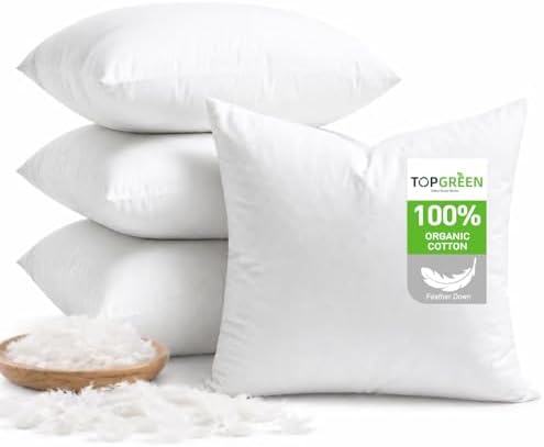 TOPGREEN Ogranic Feathers Down Pillow Inserts 20x20 by TOPGREEN