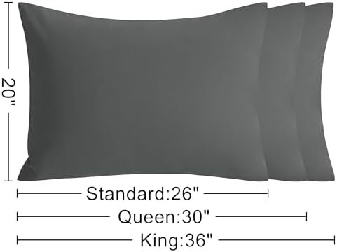 NTBAY Cotton Standard Pillowcases, Dark Grey - Image 2
