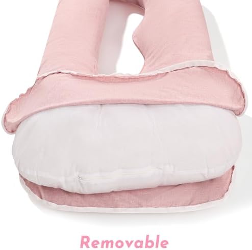 TANOFAR Pregnancy Pillow Cover J Shaped Pink - Image 6