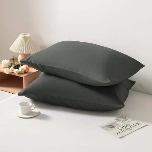 King Pillow Cases, 2 Pack, 20x40 in, Microfiber, Dark Grey - Image 6