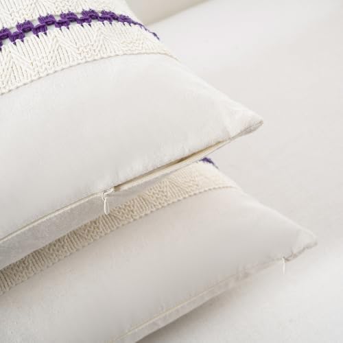 Fancy Homi Set of 2 Boho Purple Decorative Throw Pillow Cover 16x16 Inch - Image 3