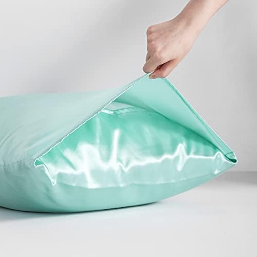 NTBAY Queen Satin Pillowcases, Light Blue - Image 4
