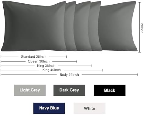King Pillow Cases, 2 Pack, 20x40 in, Microfiber, Dark Grey - Image 5