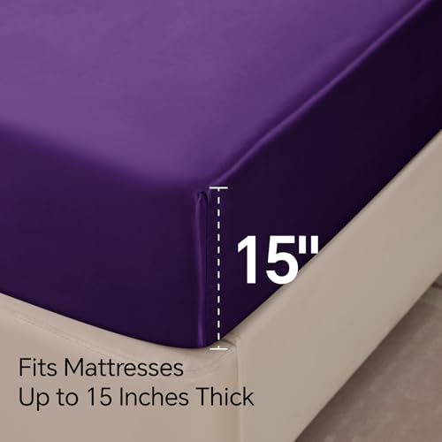 BEDELITE Satin Sheets Twin Size Bed Set, Plum Purple, 3 Pieces - Image 6