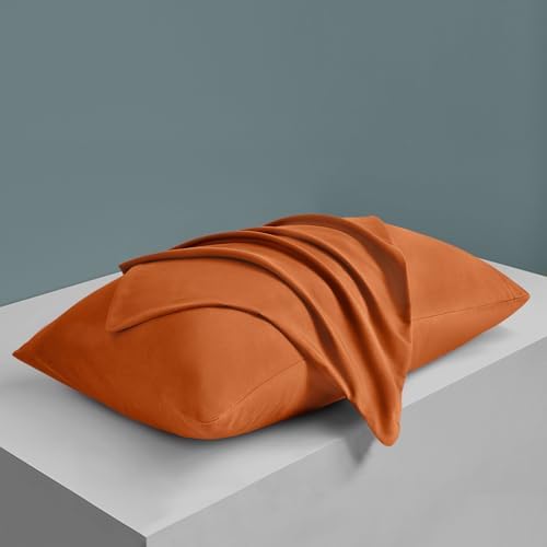 MILVOWOC Brushed Microfiber Queen Pillowcases, Burnt Orange - Image 6