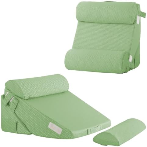 Bedluxe Adjustable 4pcs Bed Wedge Pillow Set, Memory Foam Wedges Pillow Post by Bedluxe