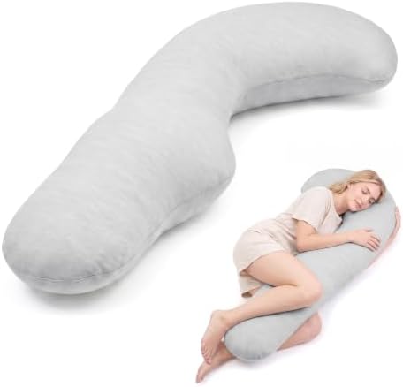 YZ HOME Cooling J Shaped Pregnancy Pillow, Removable Cover by YZHOME