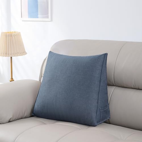 Triangular Reading Pillow with Side Pocket, Backrest Support Cushion by Unknown