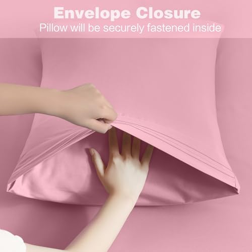 Horbaunal Microfiber Pillowcases Standard Size, Dusty Pink, 2 Pack - Image 5