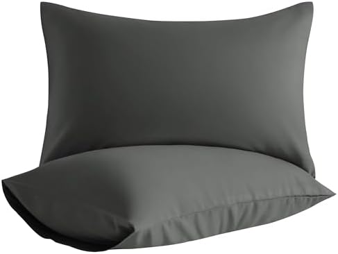 King Pillow Cases, 2 Pack, 20x40 in, Microfiber, Dark Grey by Aerlomi