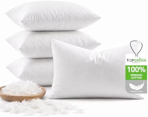 TOPGREEN Ogranic Feather Down Lumbar Pillow Insert 12x20 by TOPGREEN