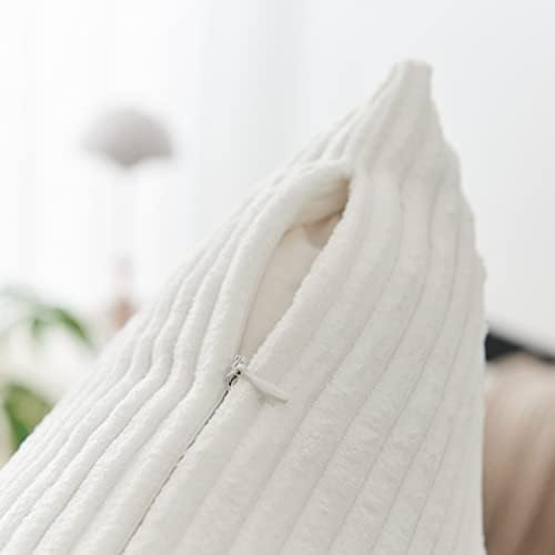 Home Brilliant Pillow Covers 18x18 Striped Corduroy Velvet Cushion Covers Set - Image 4