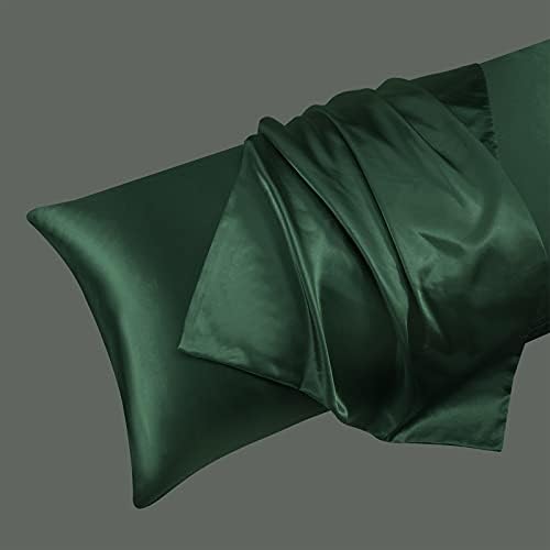 Ersmak Satin Body Pillow Cover, 20x54 Inches Dark Green Ultra Soft Case - Image 3
