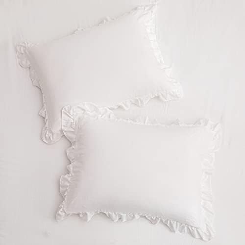 White Pillowcases, King Pillowcases Set of 2, Offwhite Ruffle Pillow Shams - Image 4