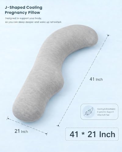 YZ HOME Cooling J Shaped Pregnancy Pillow, Removable Cover - Image 3