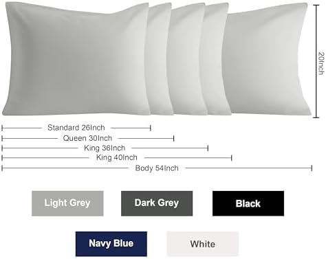 King Pillow Cases, 2 Pack, 20x40 in, Microfiber, Light Grey - Image 5