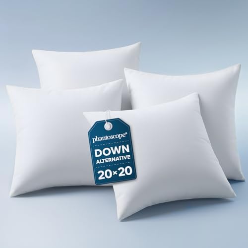 Phantoscope 20x20 Pillow Inserts, Decorative Throw Pillow Bed Couch 4 Pack by Phantoscope