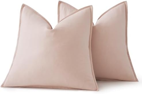 MIULEE Decorative Linen Pillow Covers 18x18 Inch Light Pink - Image 6