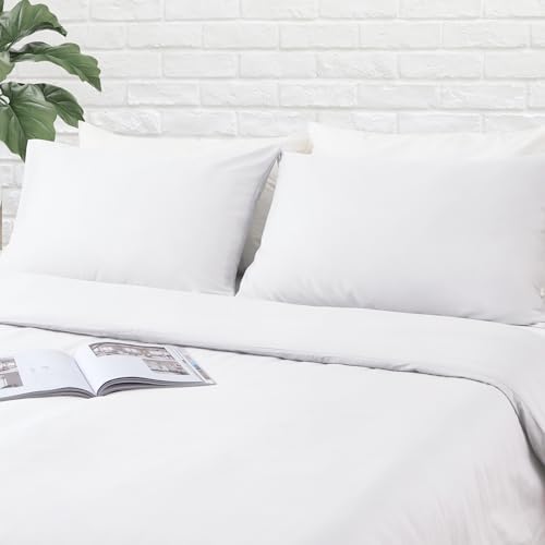 100% Cotton 4 Pcs Pillow Cases Queen Size, 400 Thread Count Sateen Weave White - Image 7