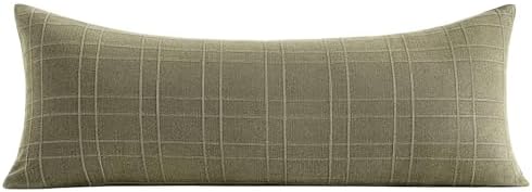 MIULEE Long Lumbar Throw Pillow Cover 14x36 Soft Linen Check Decorative - Image 6
