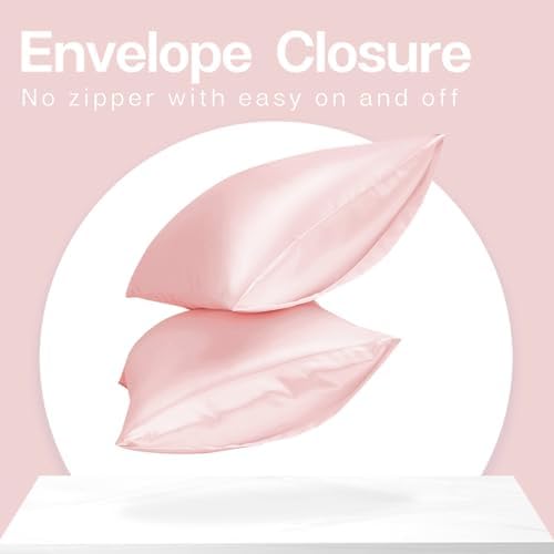 MR&HM Satin Pillowcase 2 Pack, Standard Size 20"x26", Light Pink - Image 6