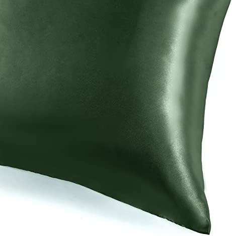 TREELY 2 Pack Satin Pillow Covers 20x54 Inches, Forest Green - Image 5