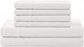 Linen Home 100% Cotton Percale Sheet Set, King Size, Snow White, Deep Pocket, 6 Pieces Set - 1 Flat, 1 Deep Pocket Fitted Sheet and 4 Pillowcases, Crisp Cool and Strong Bed Linen