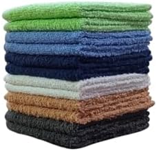 Towel and Linen Mart 100% Cotton - Wash Cloth Set - Flannel Face Cloths, Highly Absorbent and Soft Feel Fingertip Towels (Multi 12, Pack of 12) by T+%26+L+Towel+and+Linen+Mart