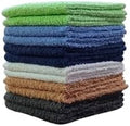 Towel and Linen Mart 100% Cotton - Wash Cloth Set - Flannel Face Cloths, Highly Absorbent and Soft Feel Fingertip Towels (Multi 12, Pack of 12) by T+%26+L+Towel+and+Linen+Mart
