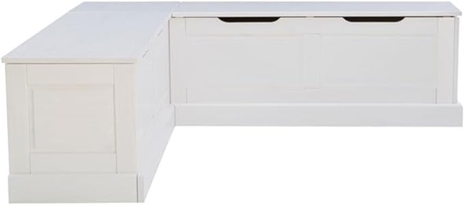 Riverbay Furniture Backless Wood Corner Kitchen Breakfast Nook Bench, with Hidden Storage, in White (Bench Only)