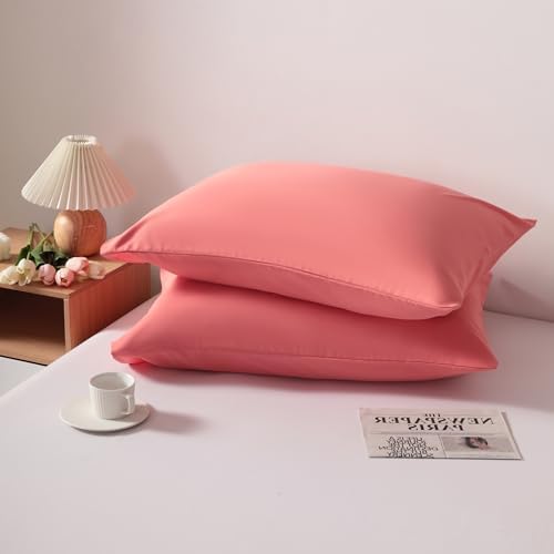 Standard Pillow Cases, 2 Pack, 20x26 in, Microfiber, Coral Pink - Image 3