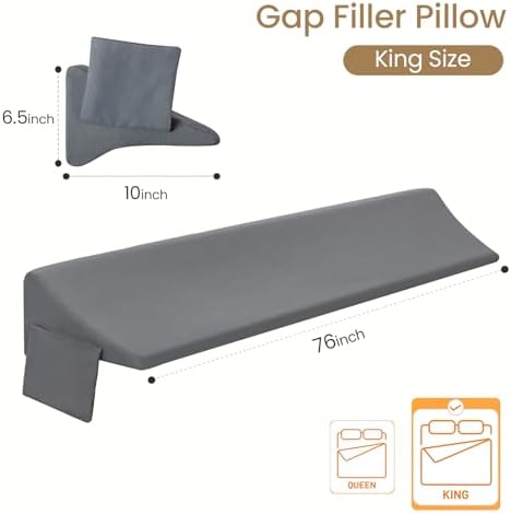 Vekkia King Bed Wedge Pillow for Headboard Gap Filler, Prevents Pillows & Items - Image 2