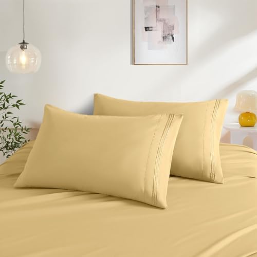 Gold King Size Pillow Cases Set of 2 by NookZuzu