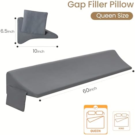 Vekkia Queen Bed Wedge Pillow for Headboard Gap Filler, Prevents Pillows & - Image 2