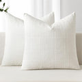MIULEE Linen Plaid Pillow Covers Decorative 18x18 Cream White by MIULEE