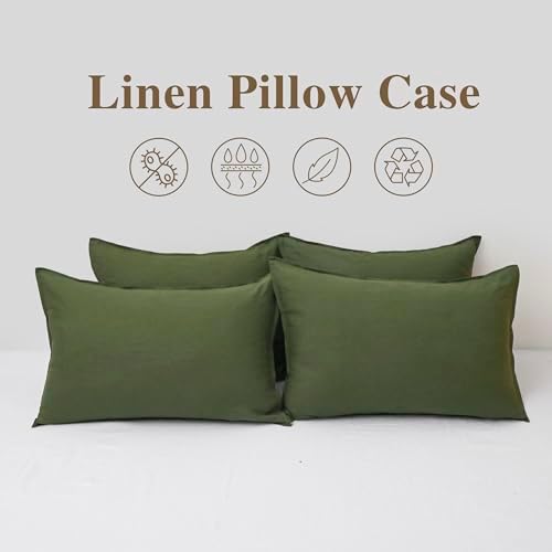 CHUFFED Linen Pillowcases 2 Pack 100% Linen Standard Pillow Cases, Breathable - Image 7