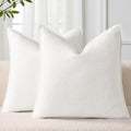decorUhome Fall Cream White Linen Throw Pillow Covers 24x24 Set of 2 by decorUhome