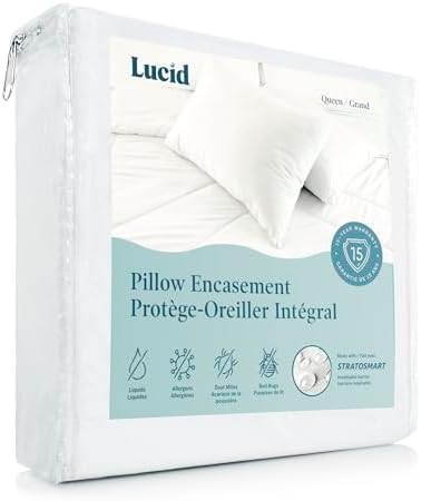Lucid® Zippered Pillow Encasement – Waterproof Pillow Protector – Standard by Lucid