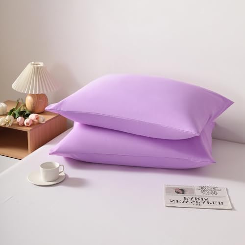 Queen Pillow Cases, 2 Pack, 20x30 in, Microfiber, Light Purple - Image 3