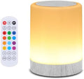 OORUN Touch Bedside Table Lamp,13 RGB Colors & 5 Brightness, USB Rechargeable Desk Lamp, Remote Control Dimmable Light with RGB Color Changing,Portable Lamp for Baby (Wood Grain Beige) by Unknown