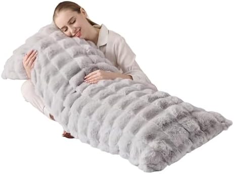 20"x54"Luxury Shaggy Faux Fur Body Pillow Cover, Bubble Fluffy Plush Bed Body by Animebody