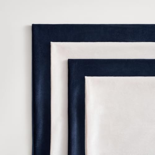 GIGIZAZA Pack of 4 Decorative Velvet Pillow Covers 16x16 Navy Beige - Image 3