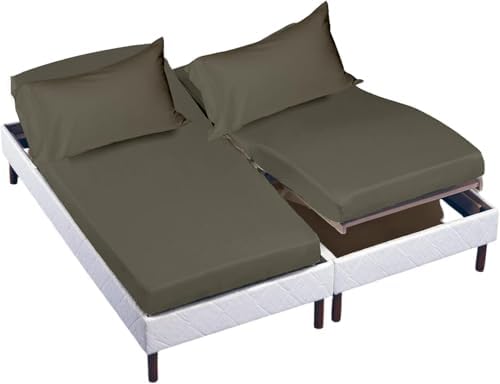 Cottingon 5 PC Split King Sheets Fits 16" Deep, Egyptian Cotton, Dark Grey by COTTINGON