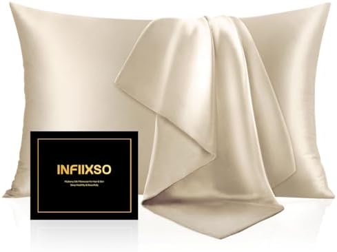 INFIIXSO Mulberry Silk Pillow Cases Queen Size by INFIIXSO