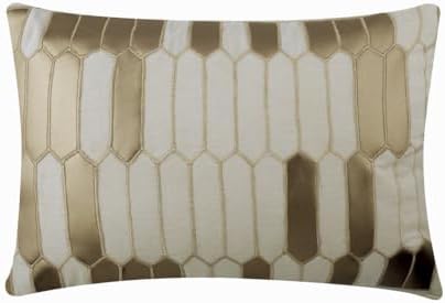 The HomeCentric Ivory 12"x20" Rectangle Pillow Covers, Linen Applique Lumbar by TheHomeCentric