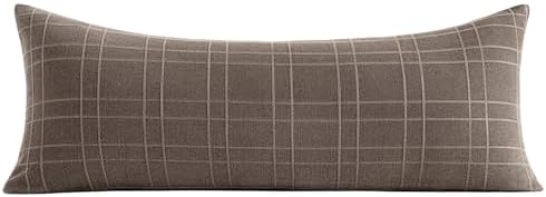 MIULEE Long Lumbar Throw Pillow Cover 14x36 Soft Linen Check Decorative - Image 6