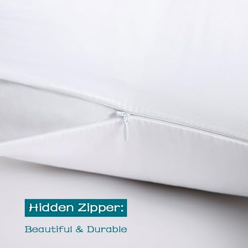 100% Cotton Zippered Pillow Cases Standard Size Set of 2, Super Soft & - Image 3