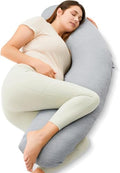 Momcozy J Shaped Cooling Pregnancy Pillow, Maternity Pillow by Momcozy