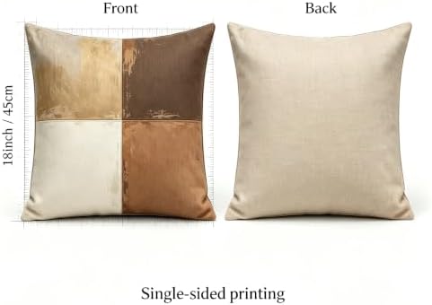 Vintage Earth Tone Quadrants Throw Pillow Covers 18x18 Inch Set of 2 - Image 2