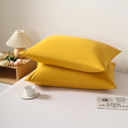 King Pillow Cases, 2 Pack, 20x40 in, Microfiber, Ginger Yellow - Image 3
